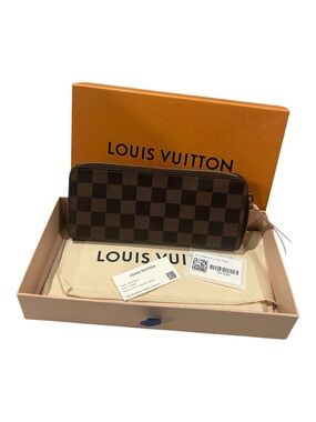 Louis Vuitton Clemence Wallet Damier Ebene Rose Ballerine Zip Around Wallet